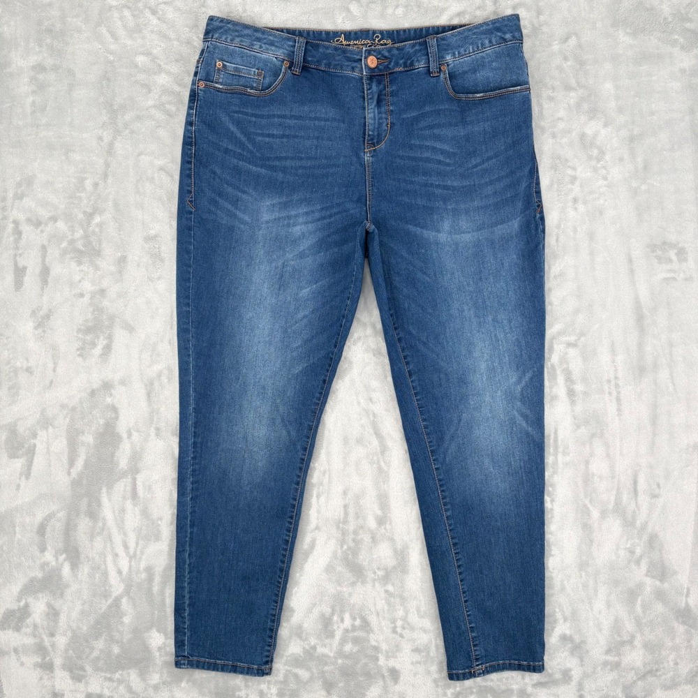American Rag Skinny Jeans Womens 16W 36x28 Blue‎ Mid Rise Stretch Denim Curvy